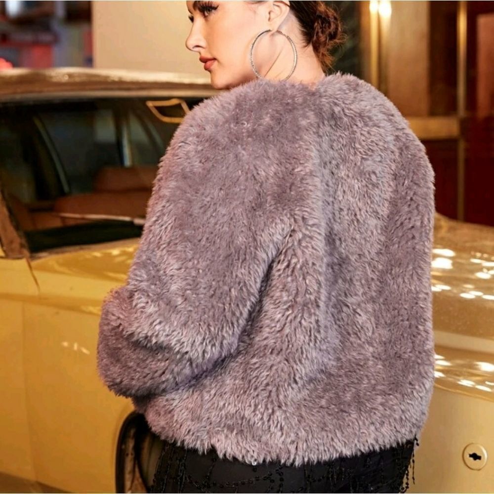 Plus Open Front Fuzzy Coat - Picture 2 of 5